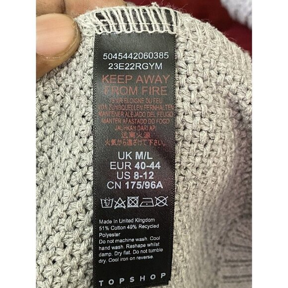 TOPSHOP Crop Batwing‎ Sleeve Cable Sweater Size 8/12 (UK M/L) - Picture 8 of 9